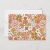 Groovy Retro Floral Flat Note Card Mitteilungskarte (Rückseite)