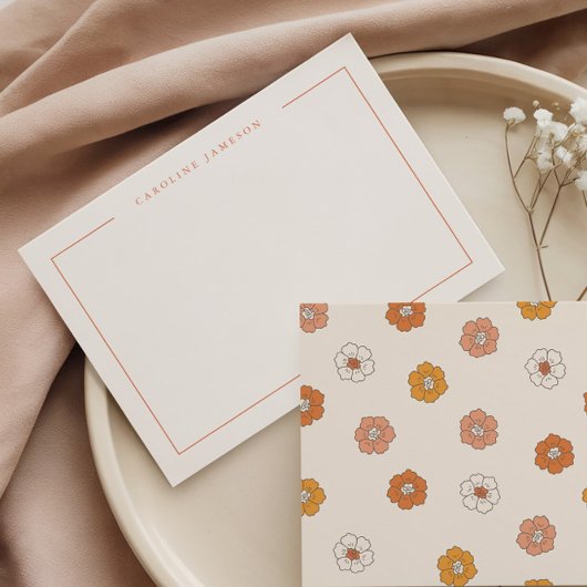 Groovy Retro Floral Flat Note Card Mitteilungskarte