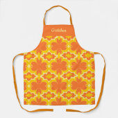 Groovy Retro Floral in orangefarbenem Gelb Design Schürze (Vorderseite)