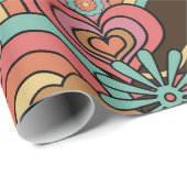 Groovy Retro Floral Kathrin Legg Wrapping Paper Geschenkpapier (Rolleneckpunkt)