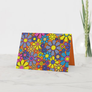 Groovy Retro Floral Maximalist 60er 70er Colorful Karte