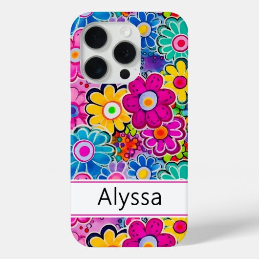 Groovy Retro Floral Personalisiert Case-Mate iPhone Hülle (Rückseite)