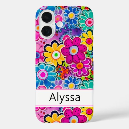 Groovy Retro Floral Personalisiert Case-Mate iPhone Hülle (Rückseite)
