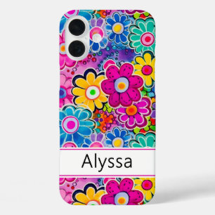 Groovy Retro Floral Personalisiert iPhone 16 Plus Hülle