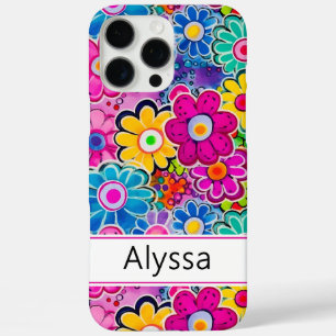 Groovy Retro Floral Personalisiert iPhone 16 Pro Max Hülle