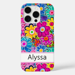 Groovy Retro Floral Personalisiert iPhone 16 Pro Hülle