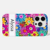 Groovy Retro Floral Personalized Case-Mate iPhone Hülle (Rückseite (Horizontal))