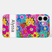 Groovy Retro Floral Personalized Case-Mate iPhone Hülle (Rückseite (Horizontal))
