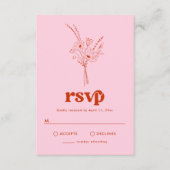 Groovy Retro Floral RSVP Card Begleitkarte (Vorderseite)