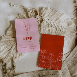 Groovy Retro Floral RSVP Card Begleitkarte