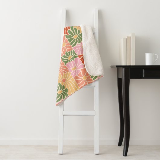 Groovy Retro Floral  Sherpadecke (Beispiel)