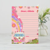 Groovy Retro Floral Time Kapsel Notiz Karte (Stehend Vorderseite)