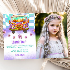 Groovy Retro Floral Vielen Dank Ihr Card Foto Einladung