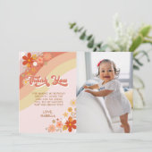 Groovy Retro Floral Vielen Dank Karte (Stehend Vorderseite)