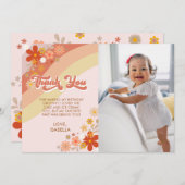 Groovy Retro Floral Vielen Dank Karte (Vorne/Hinten)