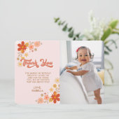 Groovy Retro Floral Vielen Dank Karte (Stehend Vorderseite)