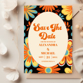 Groovy Retro Floral Wedding Save The Date