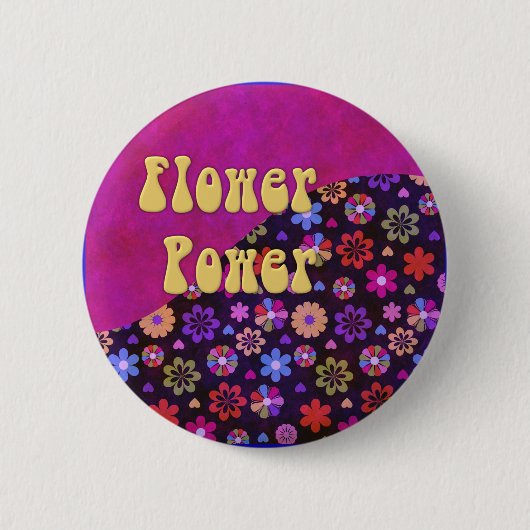 Groovy Retro Flower Power 60er 70er Button (Vorderseite)