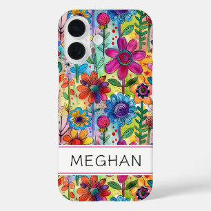 Groovy Retro Flower Power Personalisiert iPhone 16 Hülle
