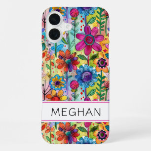 Groovy Retro Flower Power Personalisiert iPhone 16 Plus Hülle