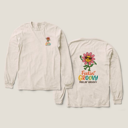 Groovy Retro Flower Women’s Bella+Canvas Tshirt (Design Vorderseite & Rückseite)