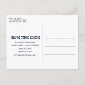 Groovy Retro Free Drinks Wedding Save the Date Ankündigungspostkarte (Rückseite)