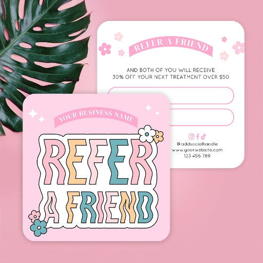 Groovy Retro Fun 70er Pastel Makeup Salon Nails We Empfehlungskarte