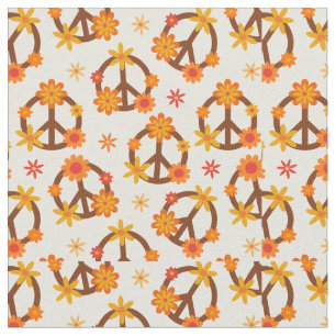 Groovy Retro Funky Blumen auf Friedenszeichen Stoff