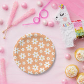 Groovy Retro Gänseblümchen Aprikot Papierplatten Pappteller (Party)