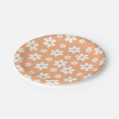Groovy Retro Gänseblümchen Aprikot Papierplatten Pappteller (Schrägansicht)