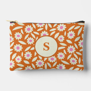 Groovy Retro Gänseblümchen-Muster auf orangefarben Zubehörtasche