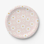 Groovy Retro Gänseblümchen Rosa Pappteller (Vorderseite)