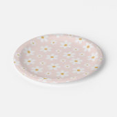 Groovy Retro Gänseblümchen Rosa Pappteller (Schrägansicht)