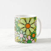 Groovy Retro Garden 60er 70er Spring Floral Patter Kaffeetasse (VorderseiteRechts)