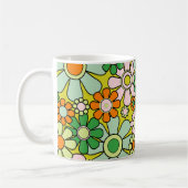 Groovy Retro Garden 60er 70er Spring Floral Patter Kaffeetasse (Links)
