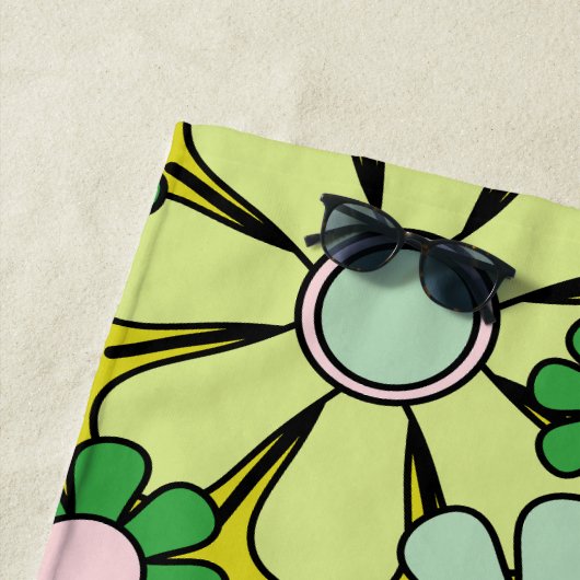 Groovy Retro Garden 60er 70er Spring Floral Patter Strandtuch (Beispiel)