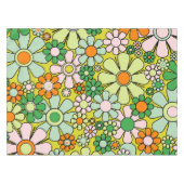 Groovy Retro Garden 60er 70er Spring Floral Patter Tischdecke (Vorderseite (Horizontal))