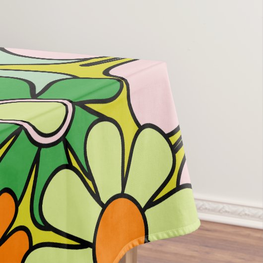 Groovy Retro Garden 60er 70er Spring Floral Patter Tischdecke (Beispiel)
