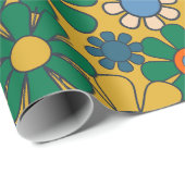 Groovy Retro Garden Blume 60er 70er Floral Pattern Geschenkpapier (Rolleneckpunkt)