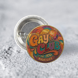 Groovy Retro Gay Club LGBTQ Stolz Pin Button