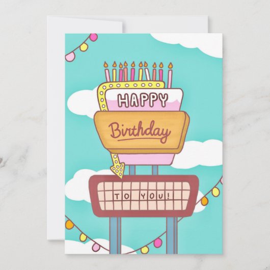 Groovy Retro Geburtstagskartenzeichen Feiertagskarte (Vorderseite)