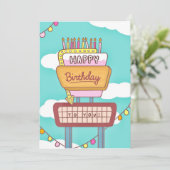 Groovy Retro Geburtstagskartenzeichen Feiertagskarte (Stehend Vorderseite)