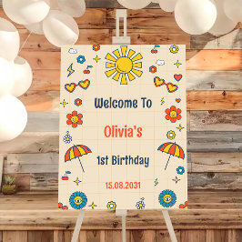 Groovy Retro Geburtstagsparty Begrüßungszeichen Poster