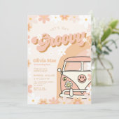 Groovy Retro Geburtstagsparty Einladung (Stehend Vorderseite)