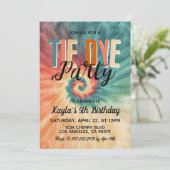 Groovy Retro Gefärbte Krawatte Geburtstag Einladun Einladung (Stehend Vorderseite)