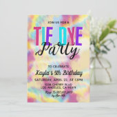 Groovy Retro Gefärbte Krawatte Geburtstag Einladun Einladung (Stehend Vorderseite)