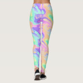 Groovy Retro Gefärbte Krawatte Pastel Marble Swirl Leggings (Rückseite)