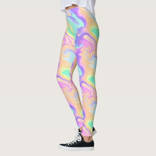 Groovy Retro Gefärbte Krawatte Pastel Marble Swirl Leggings (Links)