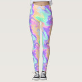 Groovy Retro Gefärbte Krawatte Pastel Marble Swirl Leggings (Vorderseite)