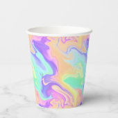 Groovy Retro Gefärbte Krawatte Pastel Marble Swirl Pappbecher (Rückseite)